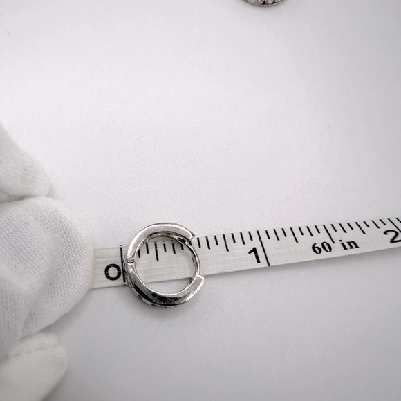 .925 Sterling Silver Cz Huggie Hoop Earrings - Picture 16 of 16